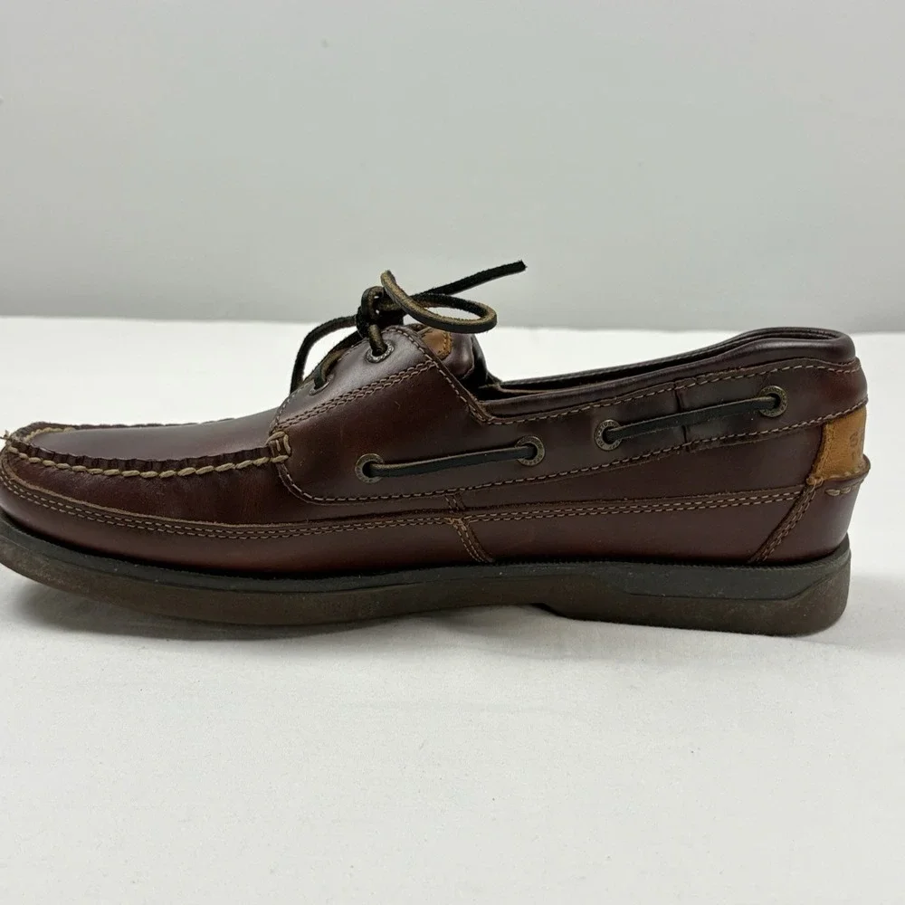 Sperry Top Sider Mako Collection Brown Leather Boat Shoes Moc Round Toe 9.5M EUC